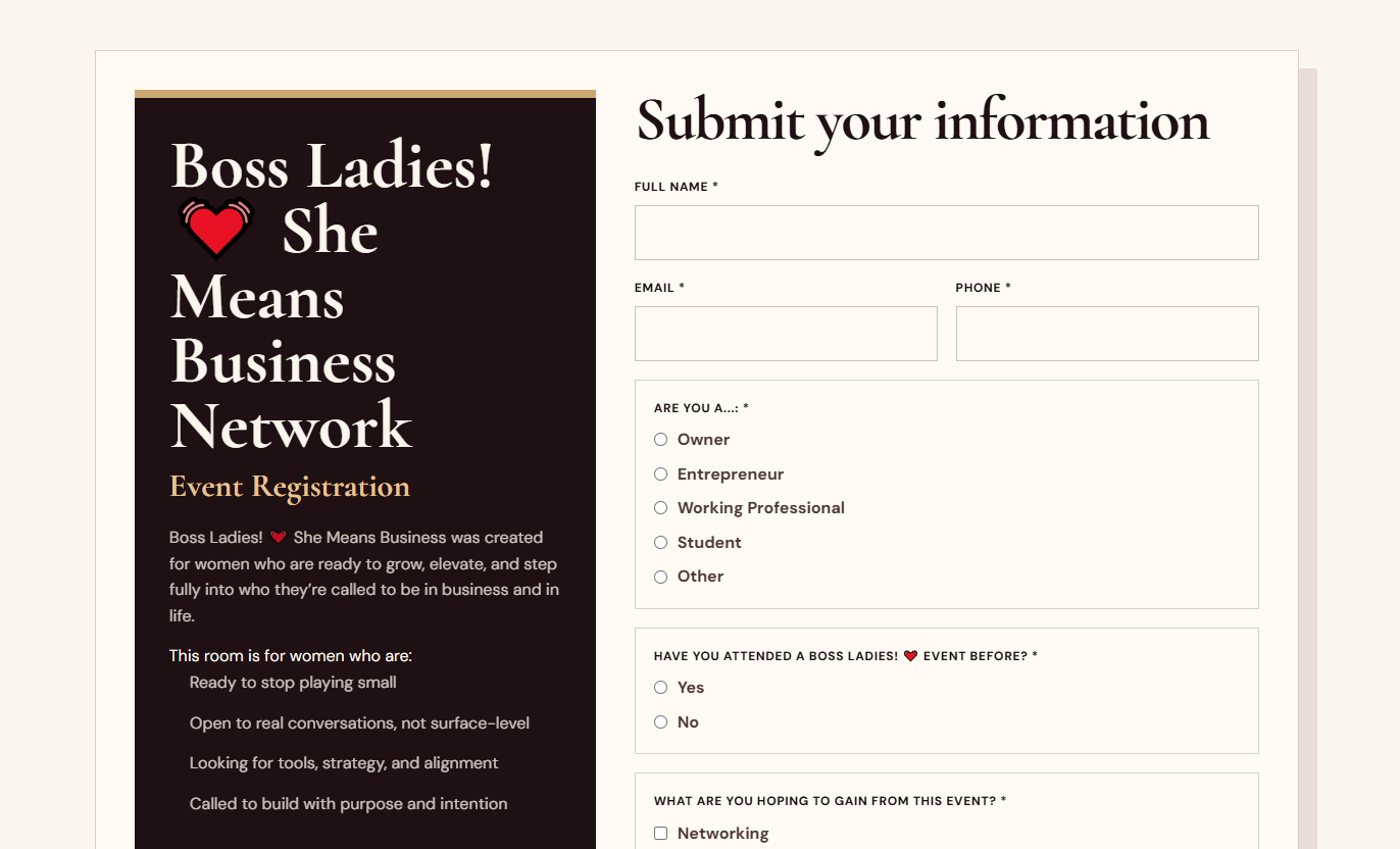 Boss Ladies SMB blueprint landing page