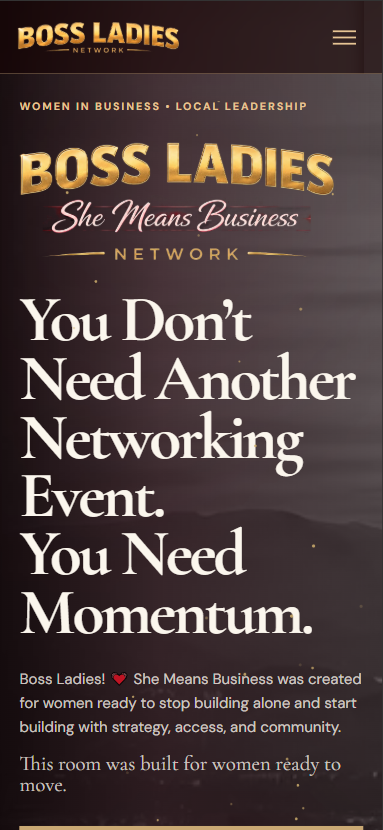 Boss Ladies SMB mobile landing page