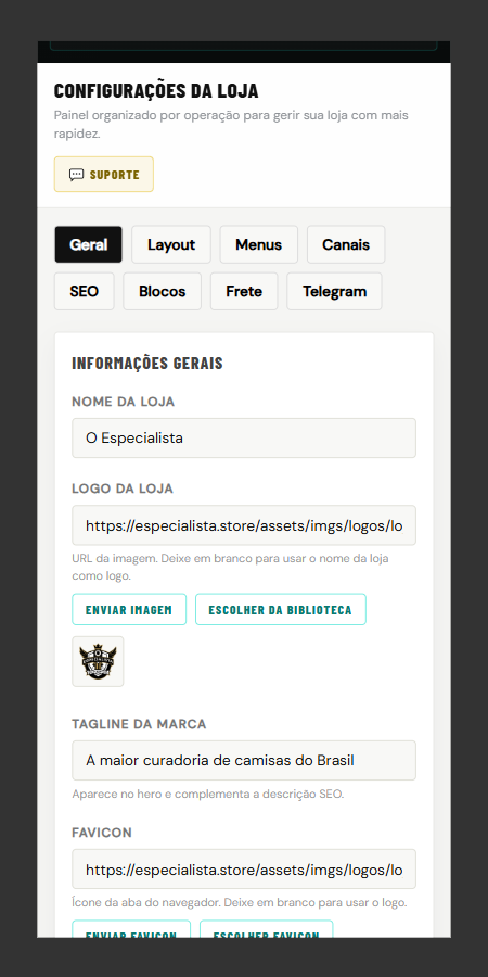 Comprai.cc tenant configuration interface
