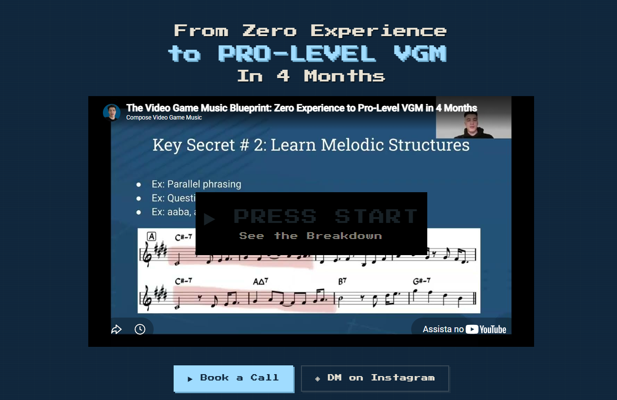 VGM Bootcamp landing page